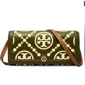 Tory Burch T Monogram Leather Crossbody Wallet